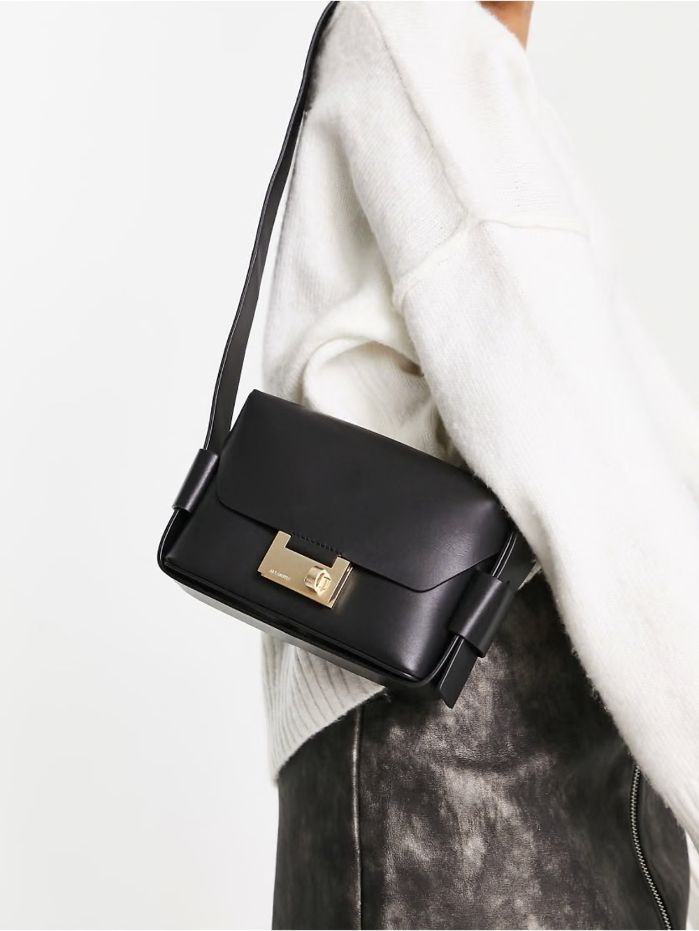 Allsaints Frankie 3-in-1 Crossbody and Belt Bag in Black Leather